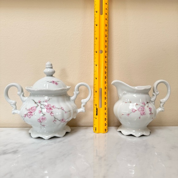 Vintage 1814 Hutschenreuther Germany Sylvia Lidded Sugar Bowl & Creamer Set - Picture 12 of 13